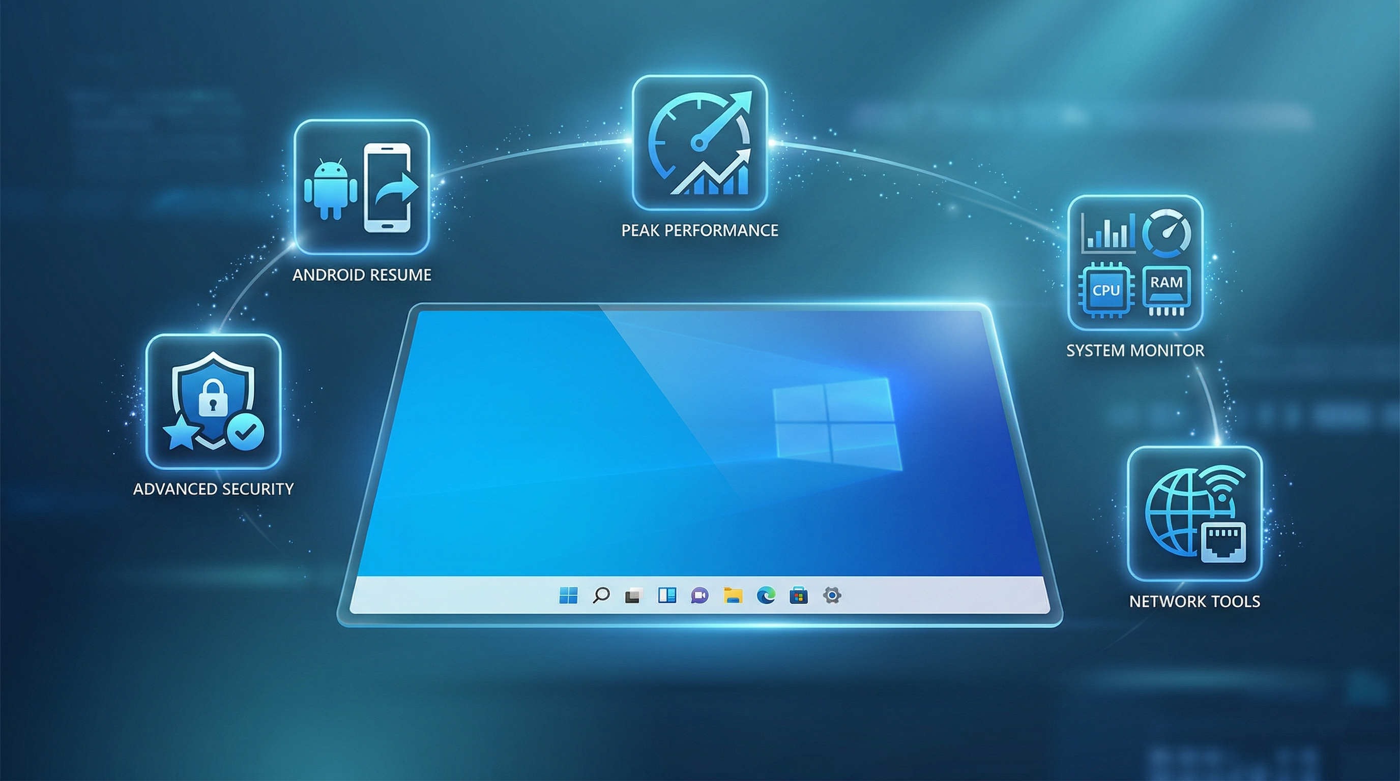 Коллаж из новых функций Windows 11 на март 2026 года