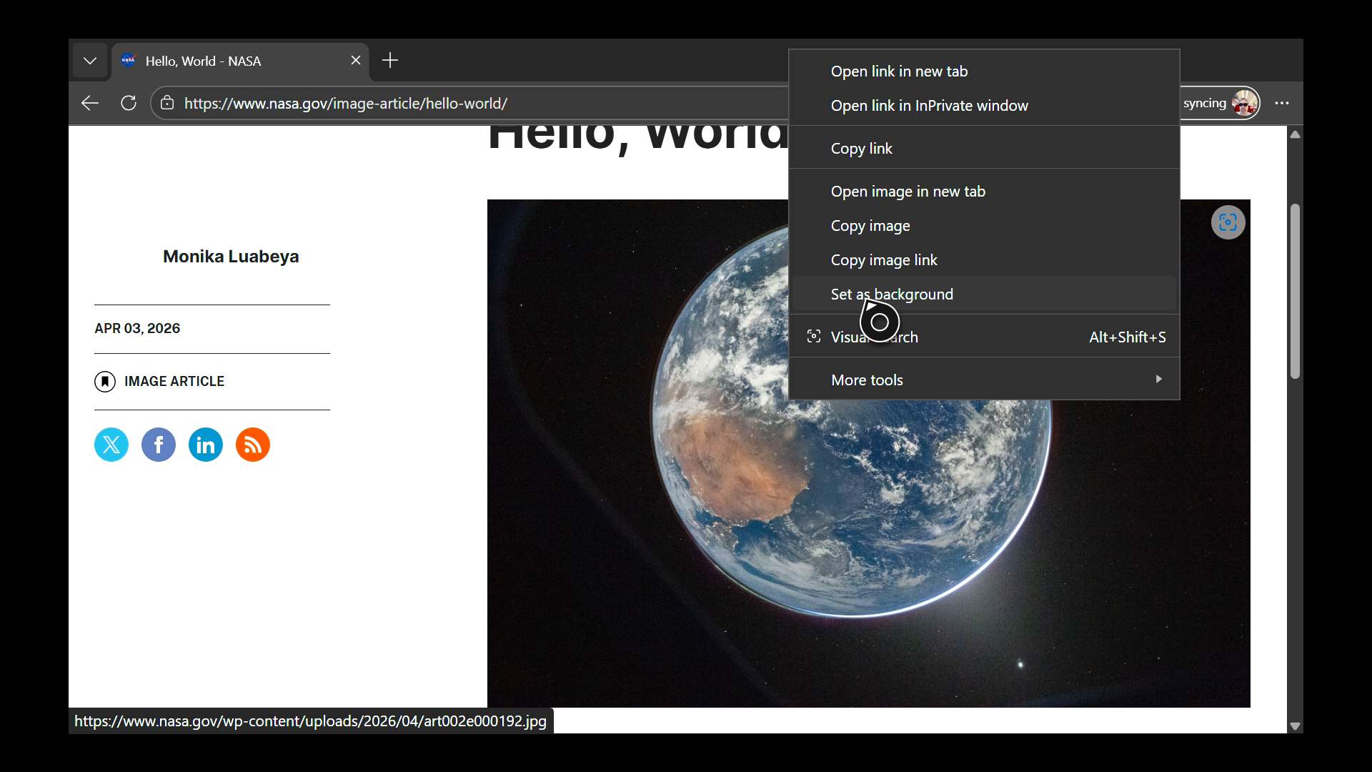 Setting background in Microsoft Edge on Xbox