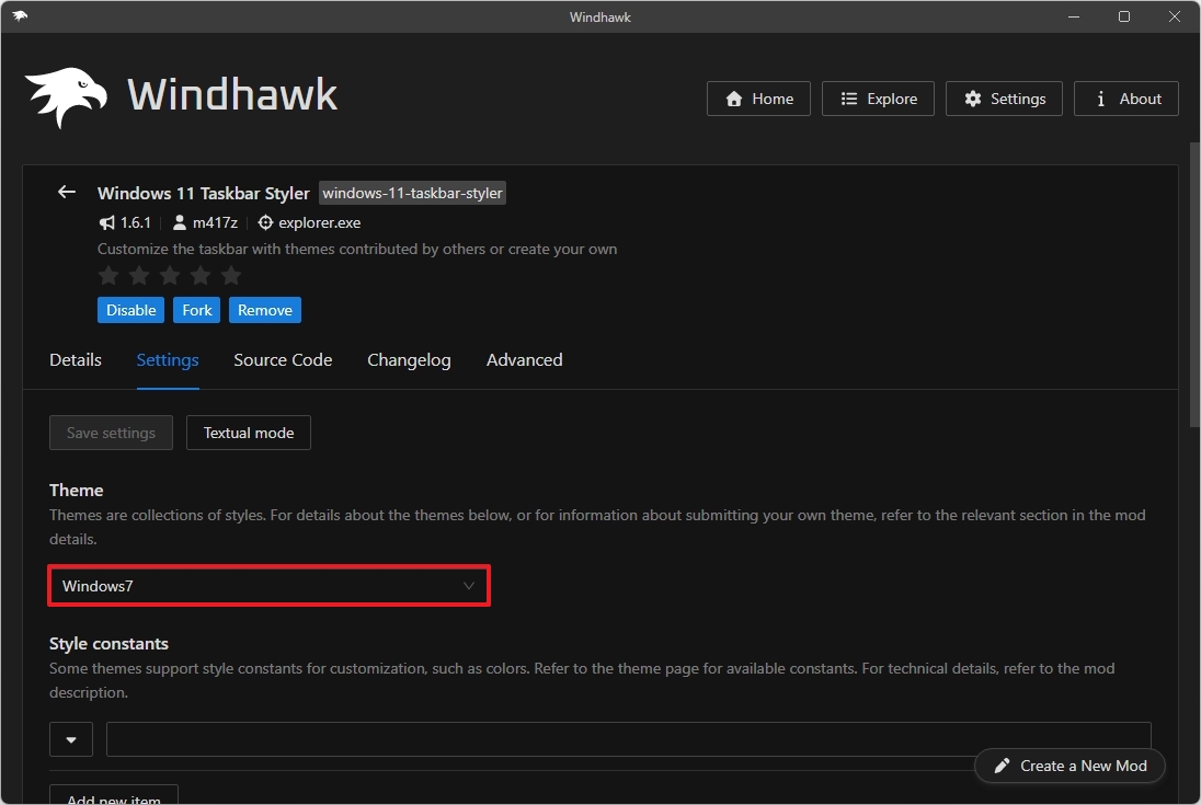 Windhawk Taskbar Styler