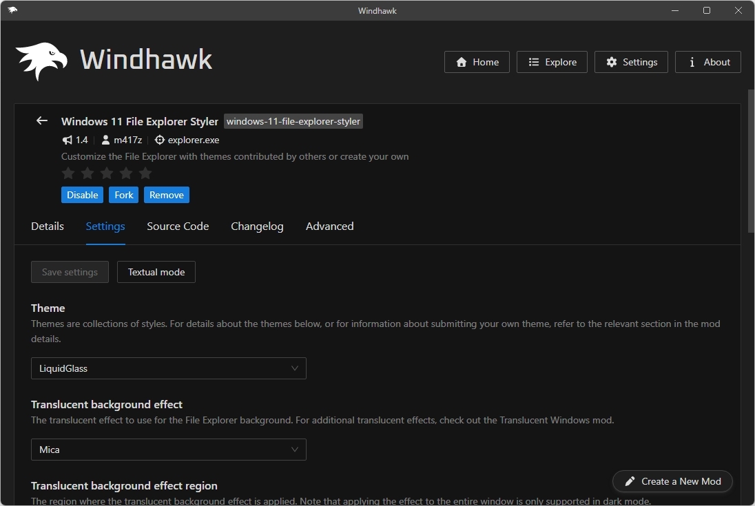 File Explorer styler Windhawk mod