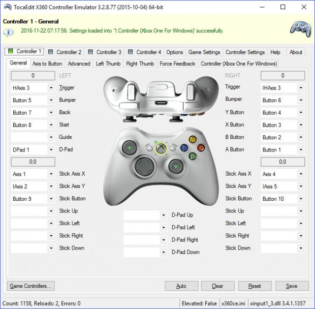 Xbox 360 Controller Emulator (X360CE) 3.2.9.81 – эмулятор геймпада Xbox 360