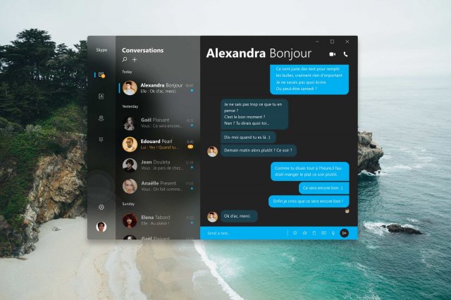 Концепты Neon Skype в Windows 10