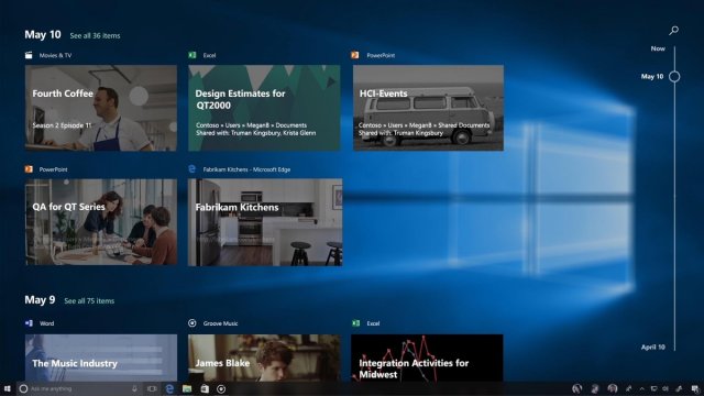 Microsoft представила функцию Timeline для Windows 10 Fall Creators Update