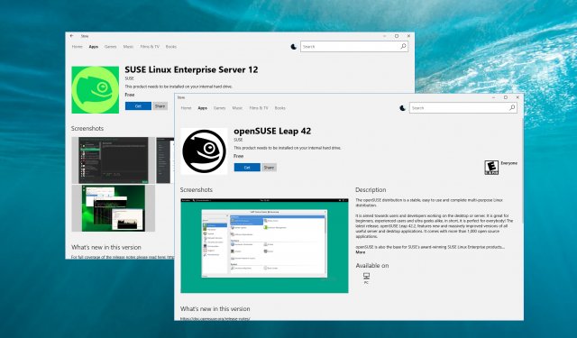 SUSE Linux Enterprise Server и openSUSE доступны в магазине Windows Store