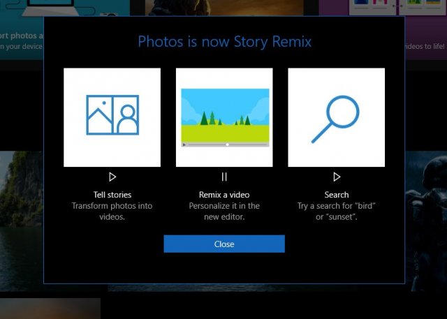 Microsoft в программе тестирования переименовала приложение Windows 10 Фотографии в Story Remix