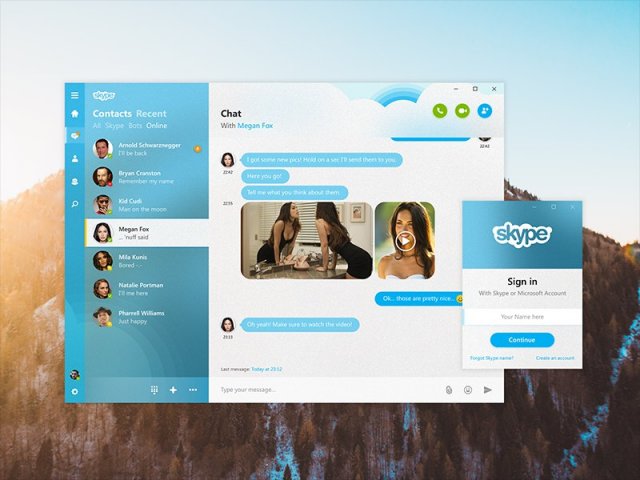 Красивый концепт UWP Skype