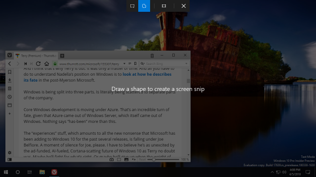 Windows 10 получит новый вариант создания скриншотов