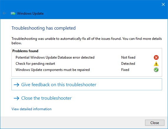 1526046122 windows update troubleshooter report