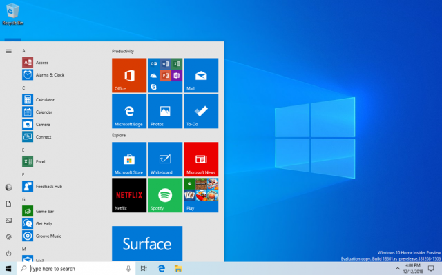 Windows 10: Упрощенный макет меню Пуск