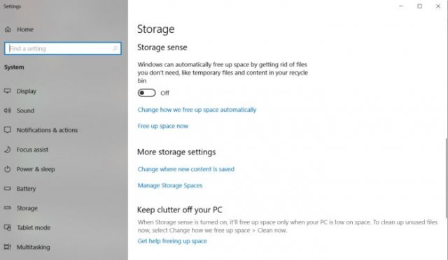 Windows 10 19H1 обзаведется функцией Reserved Storage