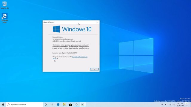 Новая версия Windows 10 имеет номер 1903