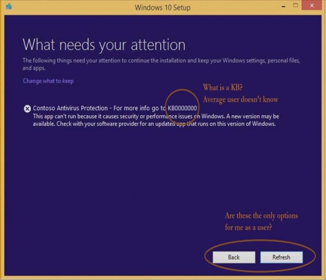 При установке Windows 10 будет писаться не только ошибка, но и ее описание