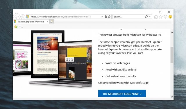 Microsoft не планирует удалять Internet Explorer из Windows 10