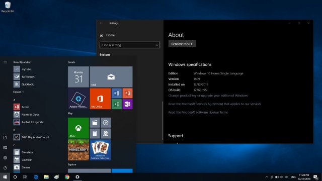 Кумулятивное обновление Windows 10 Build 17763.615 доступно для скачивания