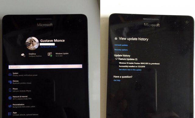 Windows 10 20H1 также работает на Lumia 950 XL через WoA