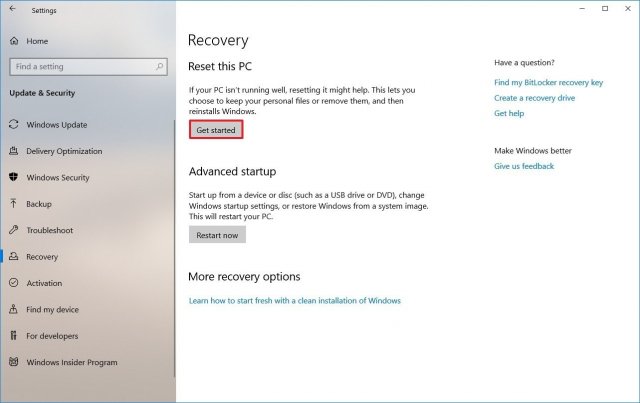 1569066481 windows 10 recovery settings