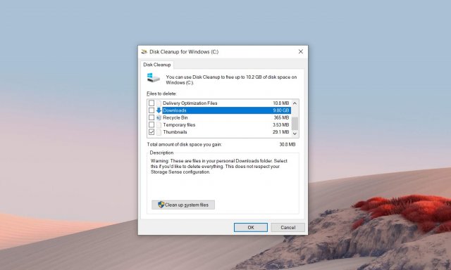 Очистка диска в Windows 10 20H1 не удалит ваши важные файлы