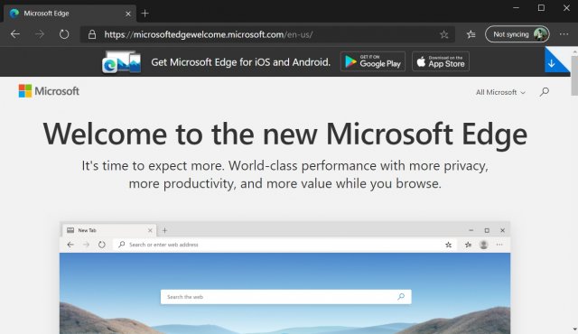Выпущен новый Microsoft Edge для Windows 10, 8.1, 7 и macOS