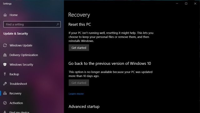 Облачная переустановка системы в Windows 10