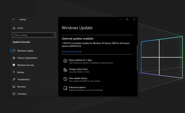 Доступны обновления для Windows 10 версий 1903 и 1909 [KB4541335]