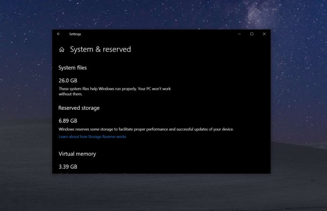 Windows 10 получит полезный новый инструмент для Зарезервированного хранилища