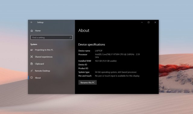 Минимальные системные требования Windows 10 May 2020 Update