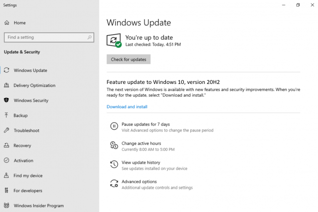Microsoft выпустила первую сборку Windows 10 20H2 в Beta-канале [19042.330]