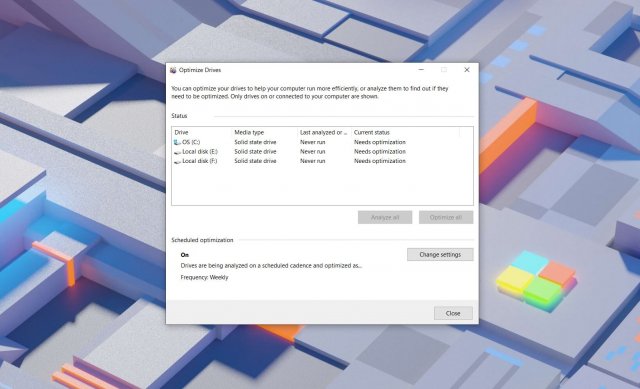 Проблема с дефрагментацией диска в Windows 10 версии 2004 остается неисправленной