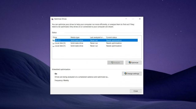 Microsoft тестирует исправление ошибки Windows 10, которая нарушает работу инструмента по дефрагментации диска