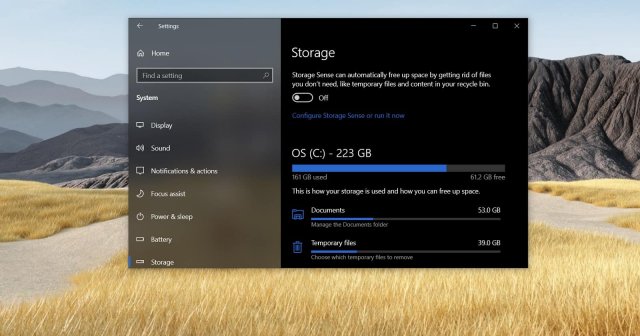 Windows 10 получает функцию мониторинга состояния хранилища