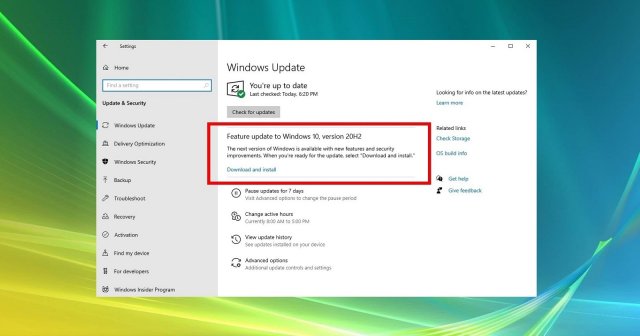Обновление Windows 10 October 2020 Update может выйти в ближайшие несколько часов