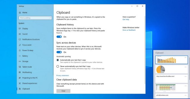 Облачный буфер обмена Windows 10 скоро получит обновление