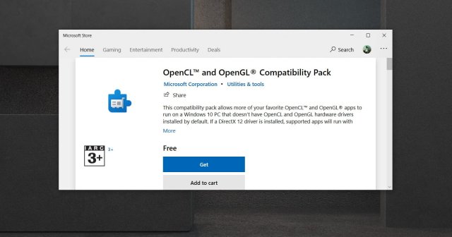 Windows 10 получает уровни совместимости OpenCL и OpenGL