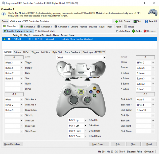 Xbox 360 Controller Emulator (X360CE) 4.17.15.0 – эмулятор геймпада Xbox 360