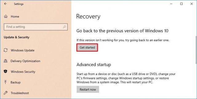 1618934137 windows 10 rollback recovery option