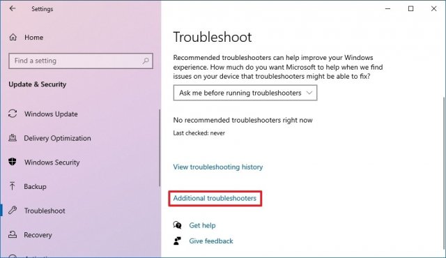 1618934150 additional troubleshooters windows10