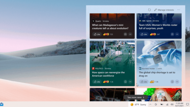 Все пользователи Windows 10 получат функцию «Новости и интересы» в ближайшие недели