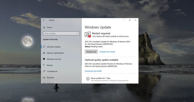 Накопительное обновление KB5001391 для Windows 10 20H2 добавляет одну новую функцию