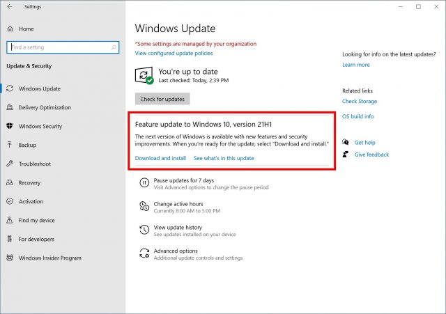 Microsoft представляет Windows 10 версии 21H1 RTM