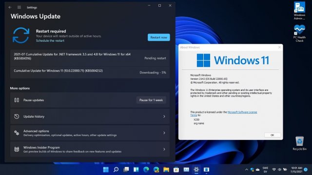 Доступна для загрузки Windows 11 Build 22000.71 (KB5004252)