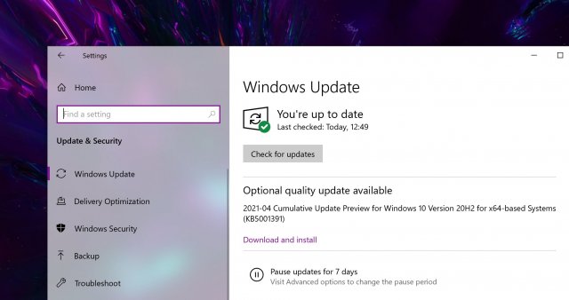 Что нового в накопительном обновлении Windows 10 KB5005033