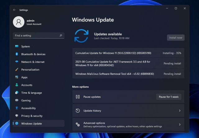Windows 11 Build 22000.132 (KB5005190) доступна для загрузки