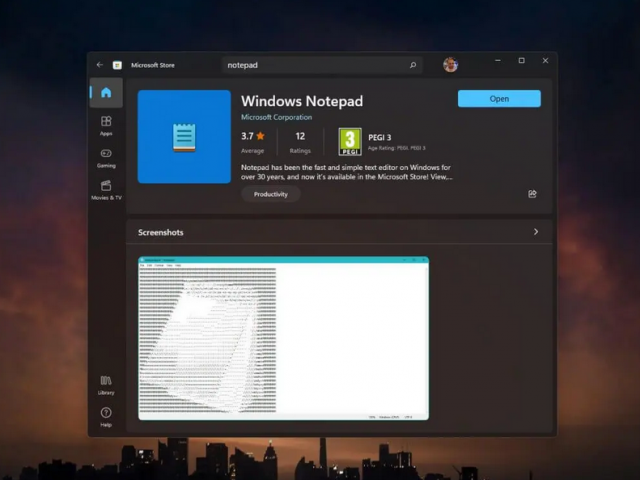 Приложение «Блокнот» для Windows 11