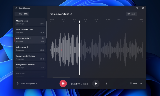 Microsoft выпустила приложение Sound Recorder для инсайдеров Windows в Dev Channel